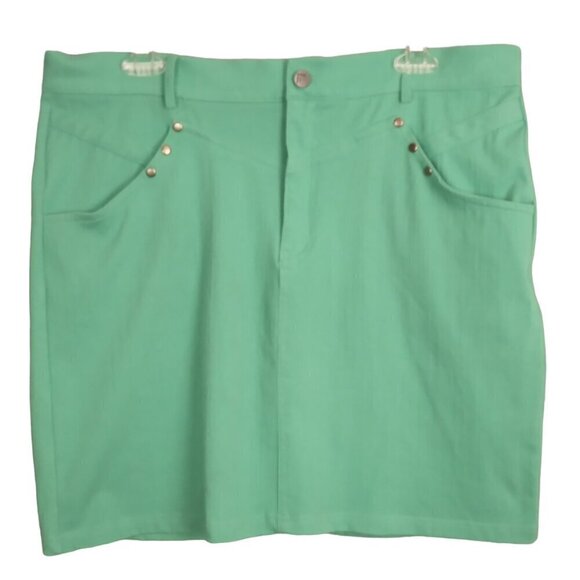 Crazy Train | Green Stretch Jean Style Mini Skirt | Size 2XL - Picture 1 of 7